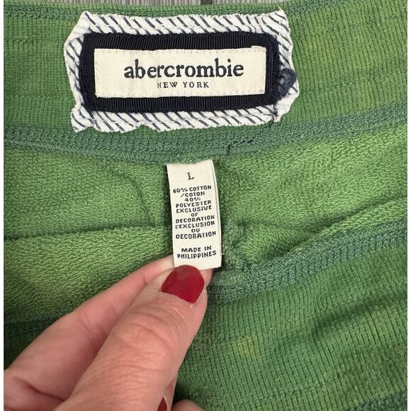 Abercrombie Y2K Micro Mini Sweat Shorts Green Size Large Cotton Blend Logo - Picture 5 of 7